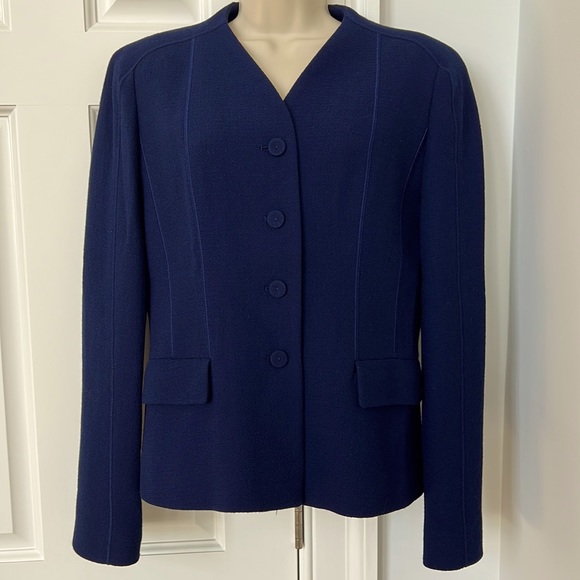 Wool blue jacket, NWOT (never worn). Fitted, versatile. - Picture 1 of 4